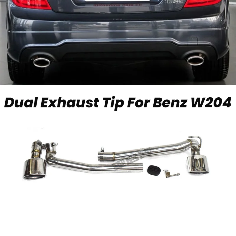 Double Out Exhaust Tip For Benz W204 C200 C300 C180 C260 Changed C63 Bodykit 304 Stainless Steel Muffler Tip Tailpipe