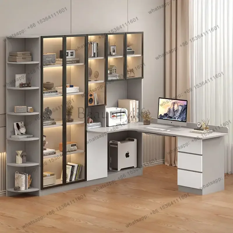 ld Bookcase Computer Desk Bookshelf Integrated Shelves Drawers Bedroom Home Student Study Table Writing  Office Table