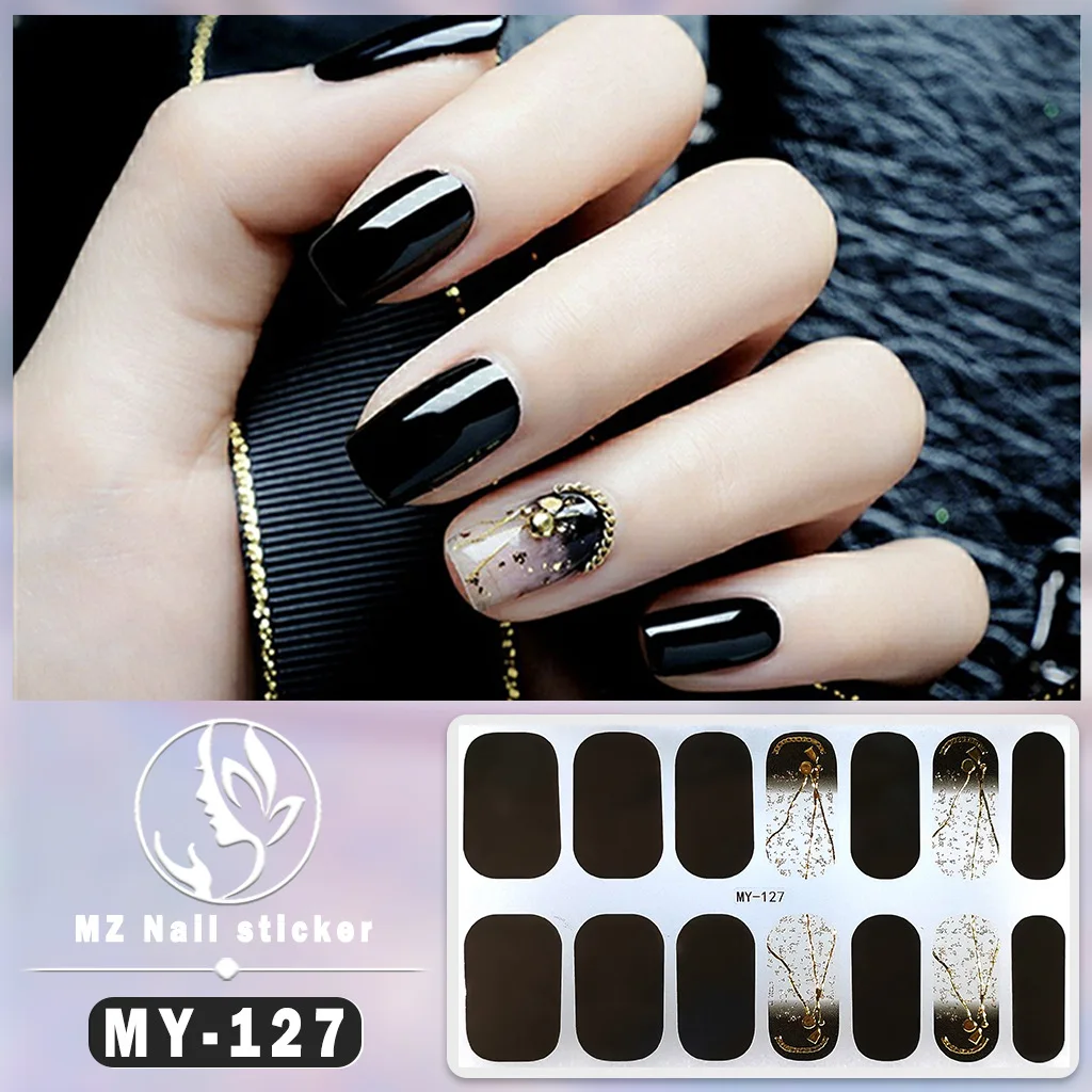 Bake free gel 3D nail sticker Full coverage nail polish film sticker Japanese and Korean waterproof diamond like nail sticker