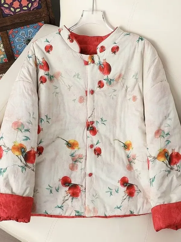 Thiened Double face vêtements coton Jaet femmes rétro imprimé manteau chaud coréen chinois Sle à motifs floraux vêtements d'extérieur artistiques