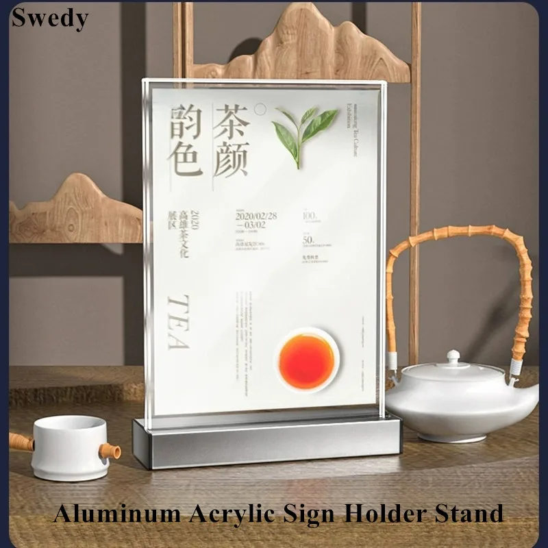 A6 100X150mm Aluminum Acrylic Sign Holder Display Stand Table Menu Paper Holder Price Label Flyer Poster Picture Frame