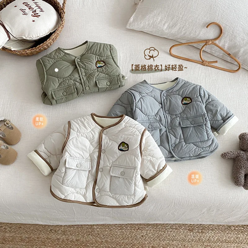 

Children's Labeling Cotton Clothes 2025 New Winter Boys' Fashion Korean Edition Plush Coat Baby Quilted Thick Cotton Clothes