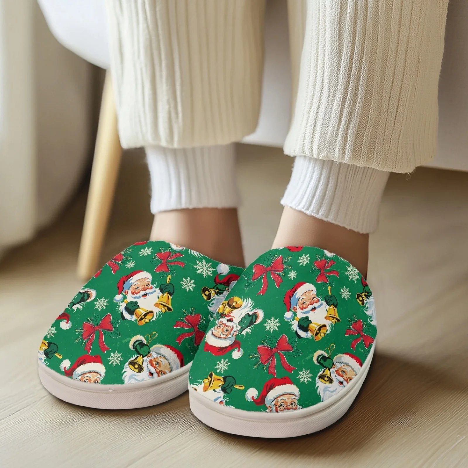 PENSTROLL Elk Gift Box House Shoes That Don't Rub Top Of Foot Plush Slippers for Outdoor Non Slip Slippers For Elderly Women