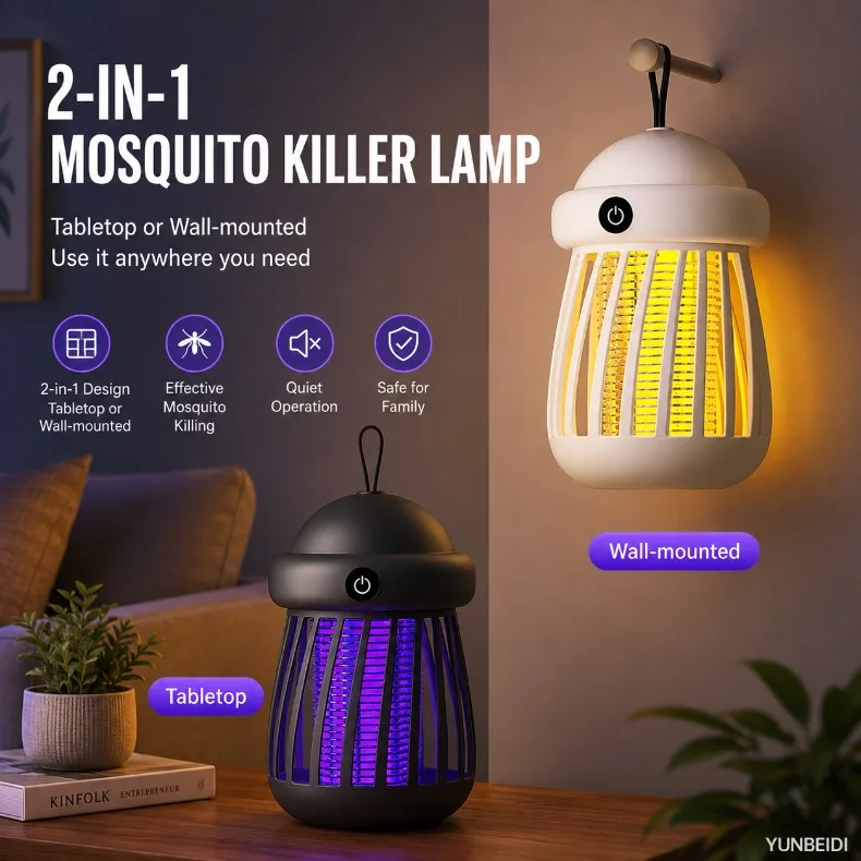 Mückenkiller 2-in-1 UV-Lampe Mückenfänger Nachtlicht USB Wiederaufladbarer Elektrischer Insektenfänger Outdoor-Mückenkiller – Detail 2