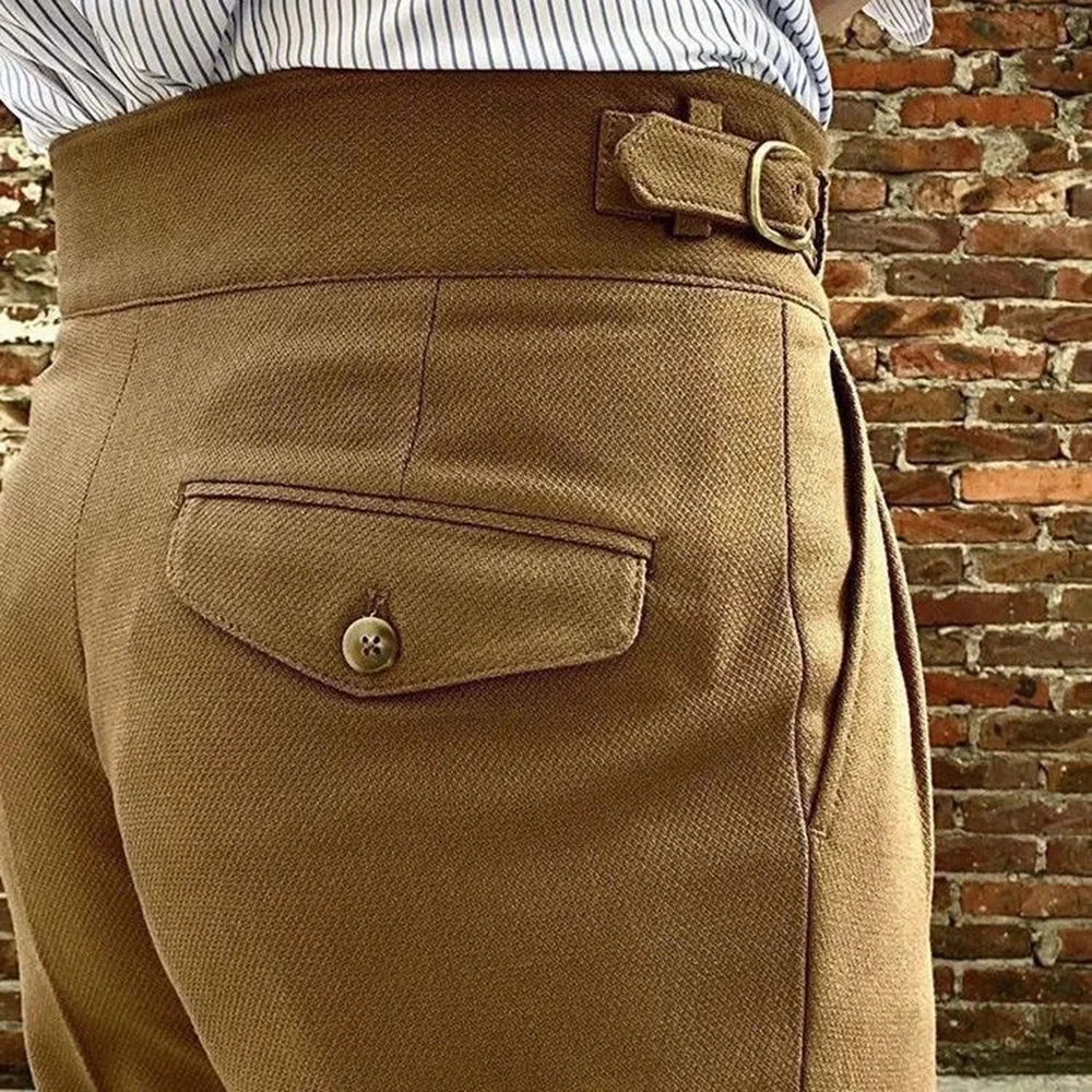 Mens Pants Paris Buckle Business Casual Pants Autumn British Commuting Fashion All-Match Trend Straight Trousers Male Men'S Wear