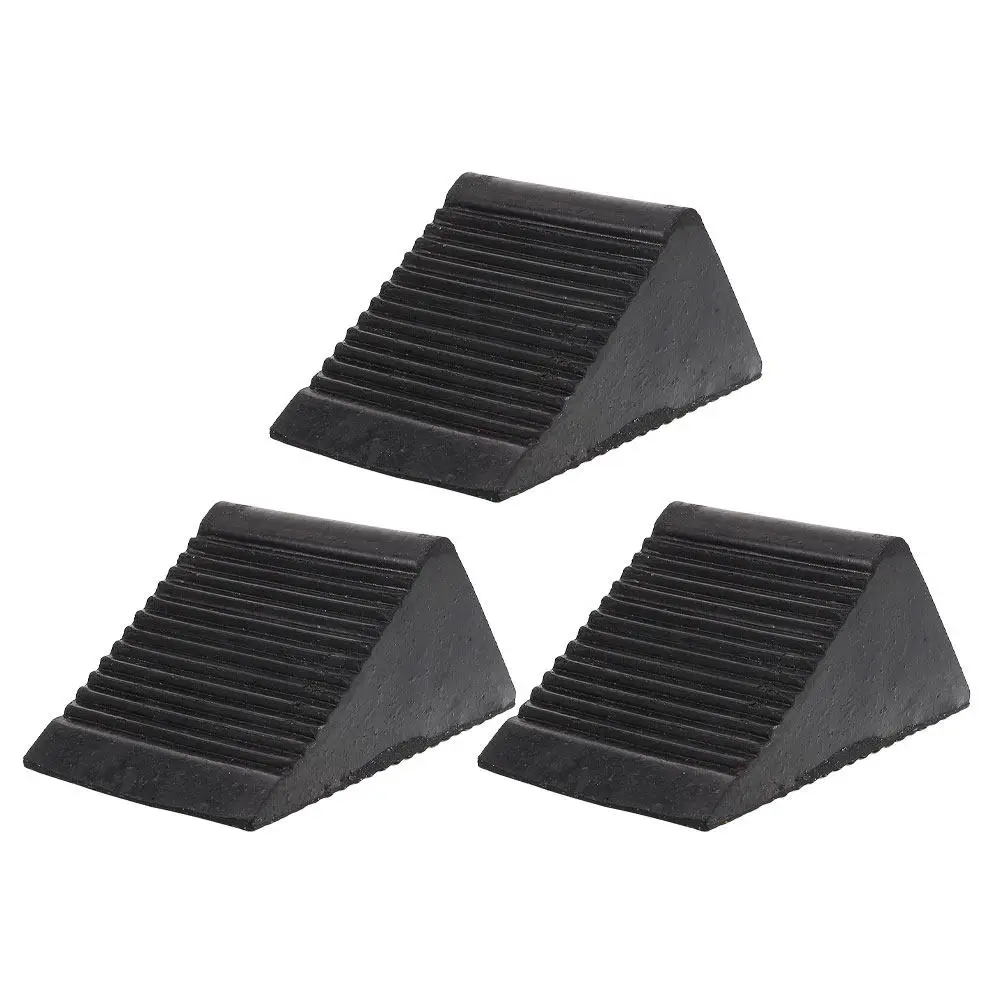 3Pcs Rubber Wheel Chocks Heavy Duty Anti-Slip Tire Blocks Triangular Shape Stable Vehicle Support for Car Truck Rv Trailer Wheel
