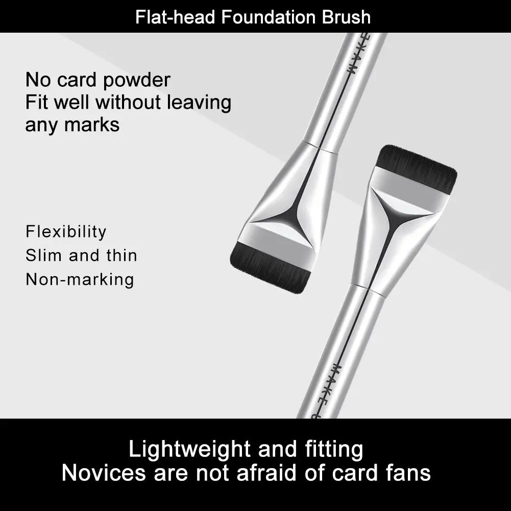 Pennello per fondotinta a testa piatta pennello per il viso leggero e sottile pennello per trucco contorno fondotinta piatto Blending Brus Q9K2