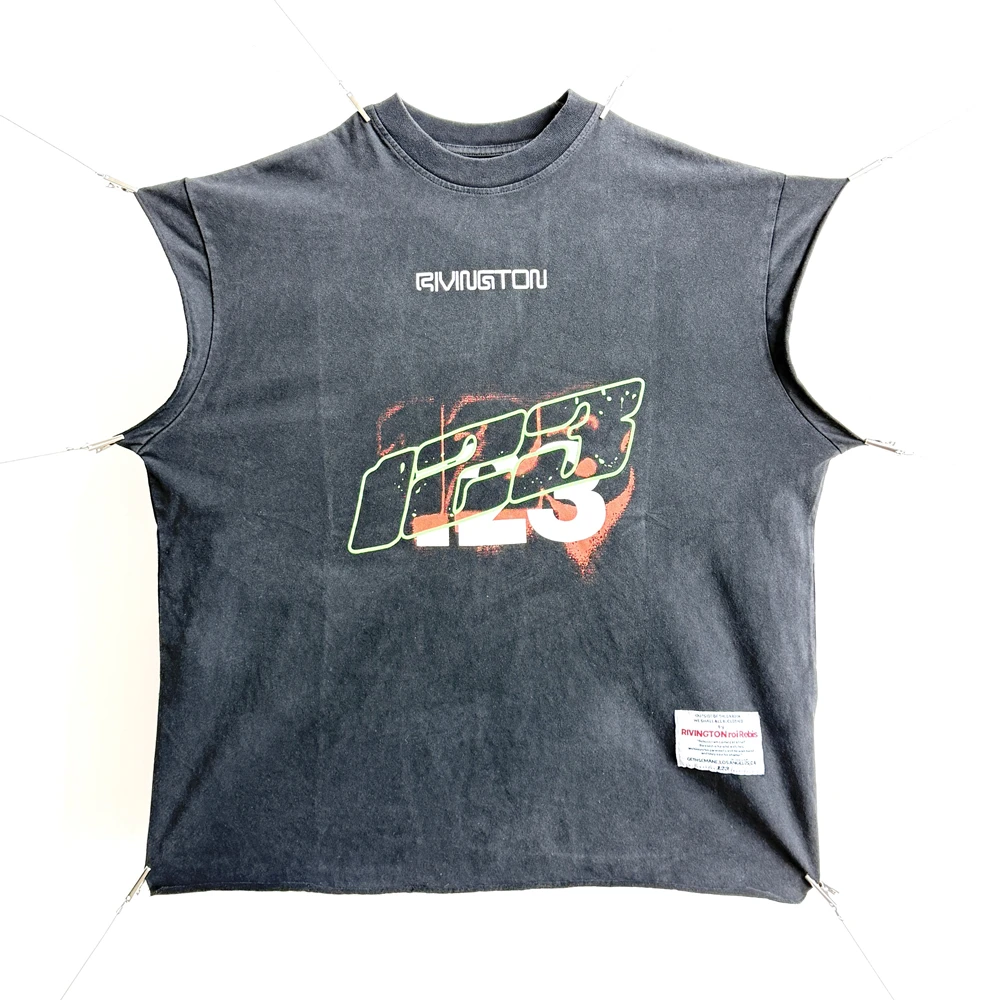 

Yao Fashion RRR123 Streetwear Brand Luxury High Quality 1:1 Casual Sport Loose Vintage Cleanfit Unisex Vest Tank For Men Tops