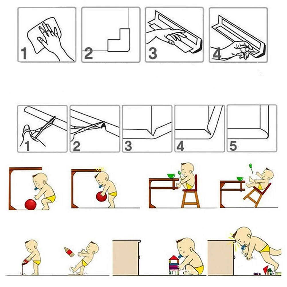 2 متر L-شكل أصفر Nbr سلامة الطفل ركن الحرس رشاقته المضادة للتصادم قطاع لطاولة مكتب خزانة حائط حماية المنزل