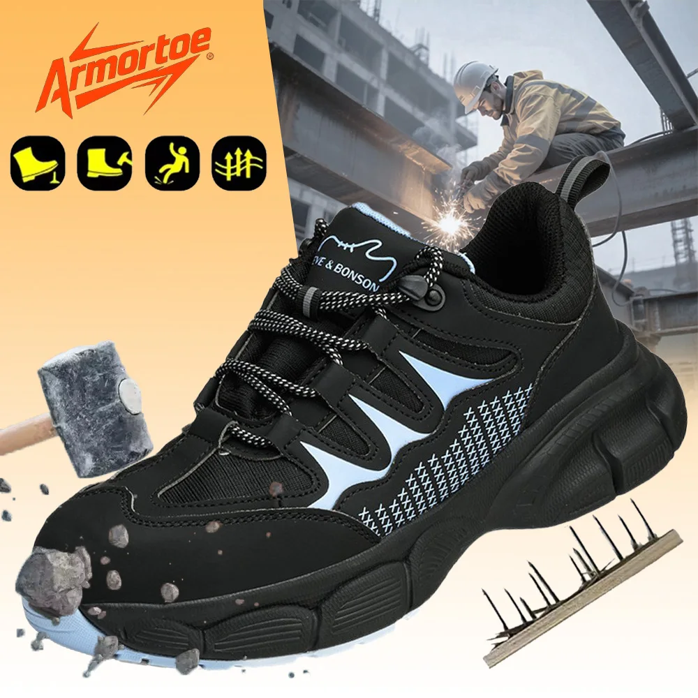 

ArmorToe Men's Steel Toe Safety Shoes Anti-Impact Puncture Proof Lightweight Breathable Industrial Workplace #Armor2808