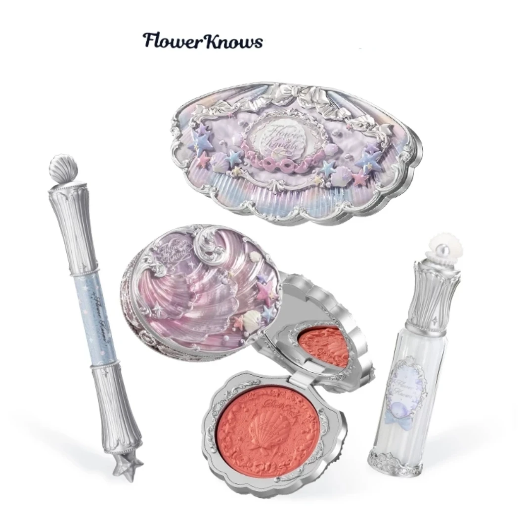 

5pcs Makeup Set! Flower Knows eyeshadow blush Lipgloss Shells Pearl Jewel Collection Ocean Heart Facial Makeup Original Cosmetic