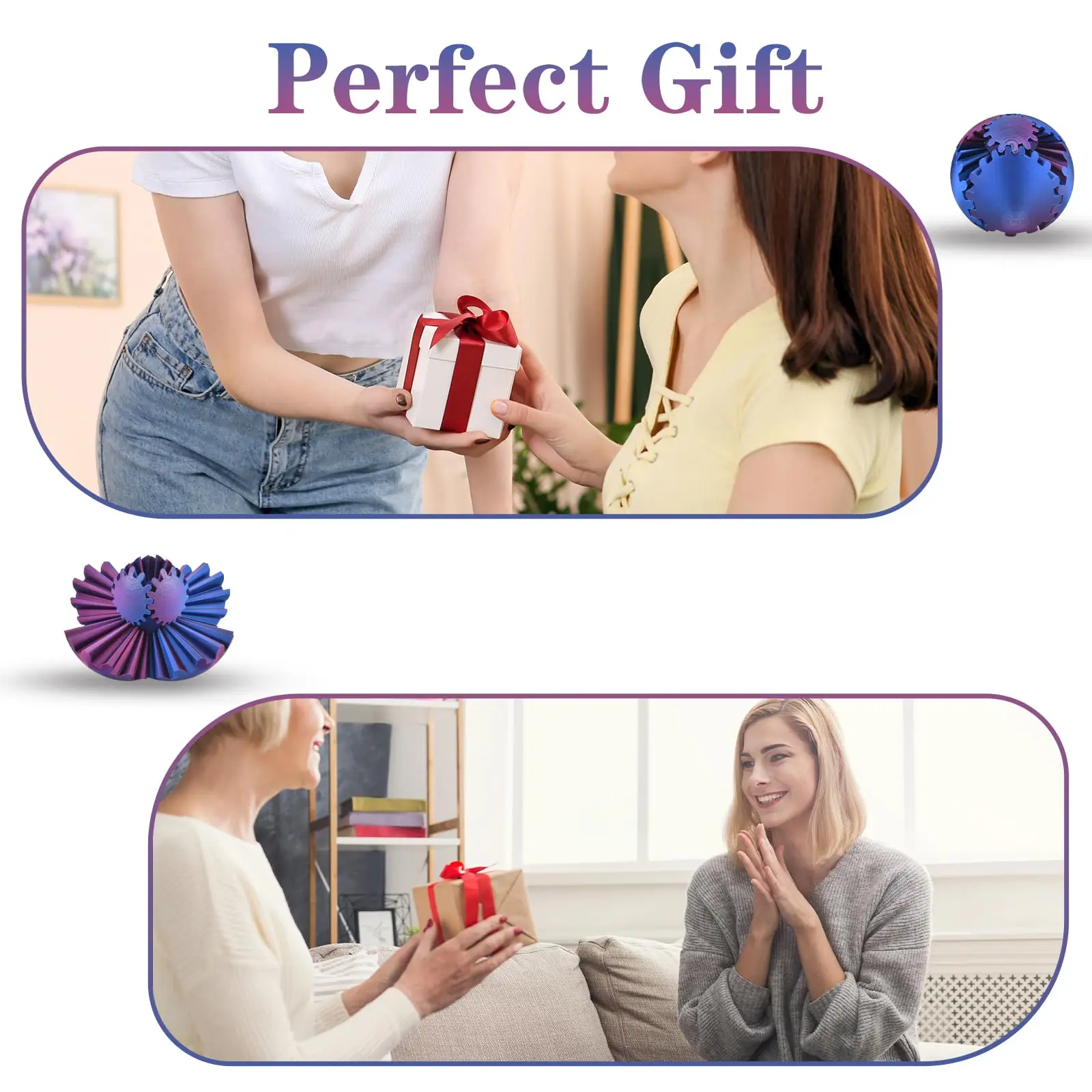 3D printed gear ball cube decompression gear ball fingertip anxiety relief rotating toy desktop Simple Dimple Fidget toy