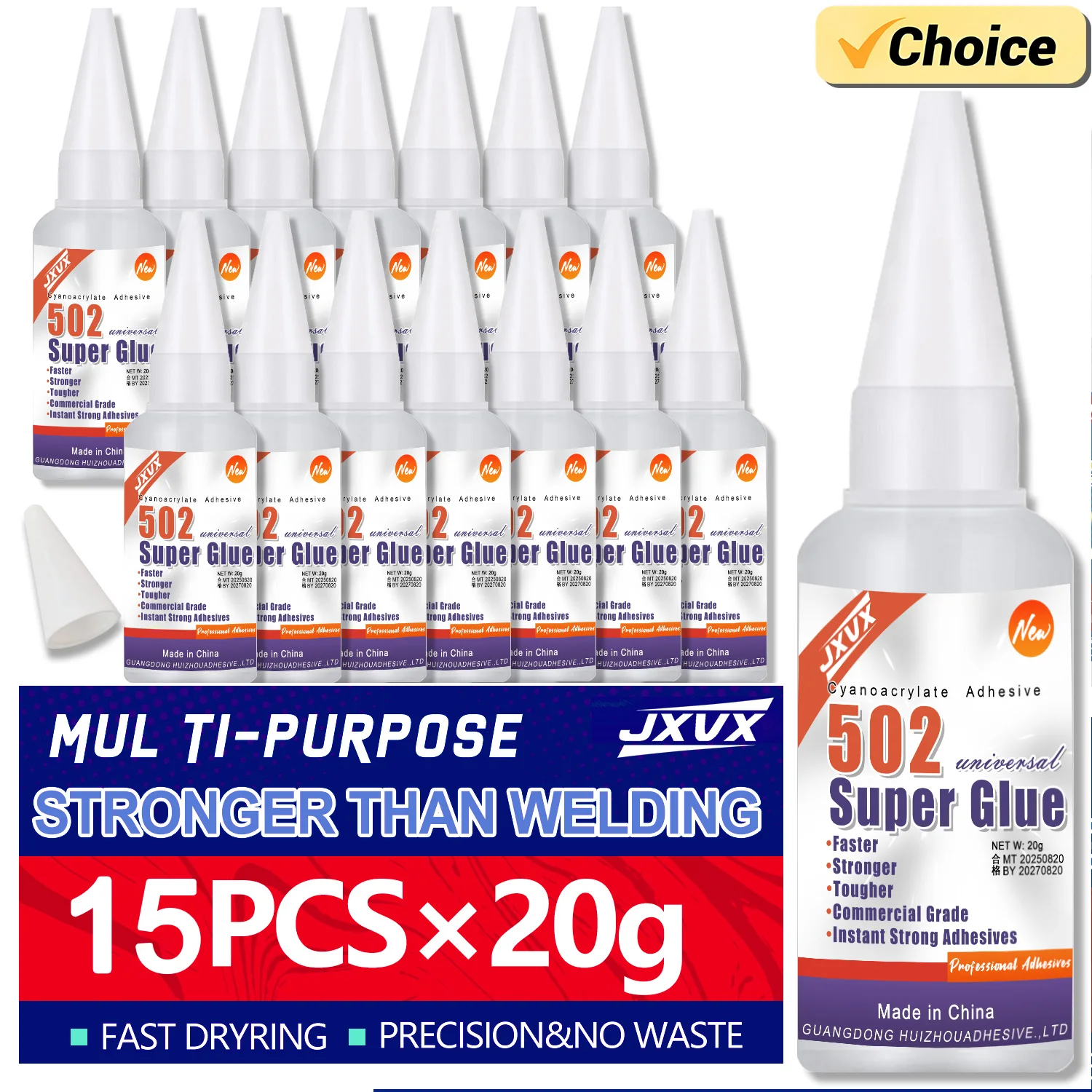 15pcs-502-super-strong-glue-instant-quick-drying-cyanoacrylate-adhesive-leather-rubber-wood-metal-strong-bond-liquid-glue-toolstationery-store-gel-502-instant-strong-gluewith-precision-distributor20g-07oz