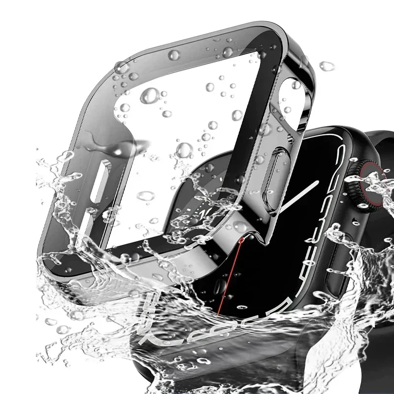 Abdeckung für Apple Watch Gehäuse 45 mm 44 mm 40 m 41 mm Serie 9 8 7 6 5 4 se gehärtetes Glas Displayschutzfolie Apple Watch Band Zubehör