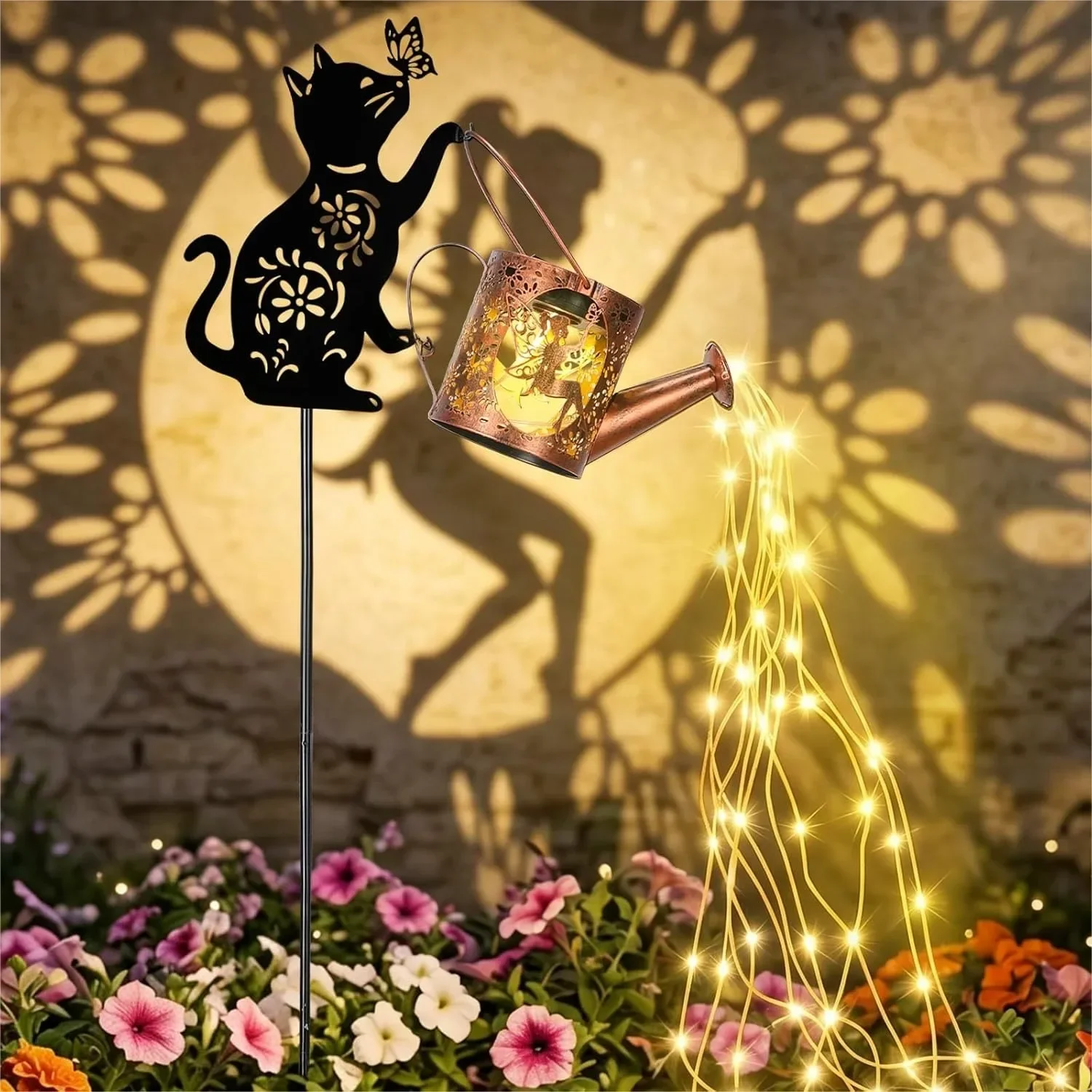 

Cat Solar Watering Can Lights, Outdoor Hanging Solar Lantern for Garden Patio Pathway Decor