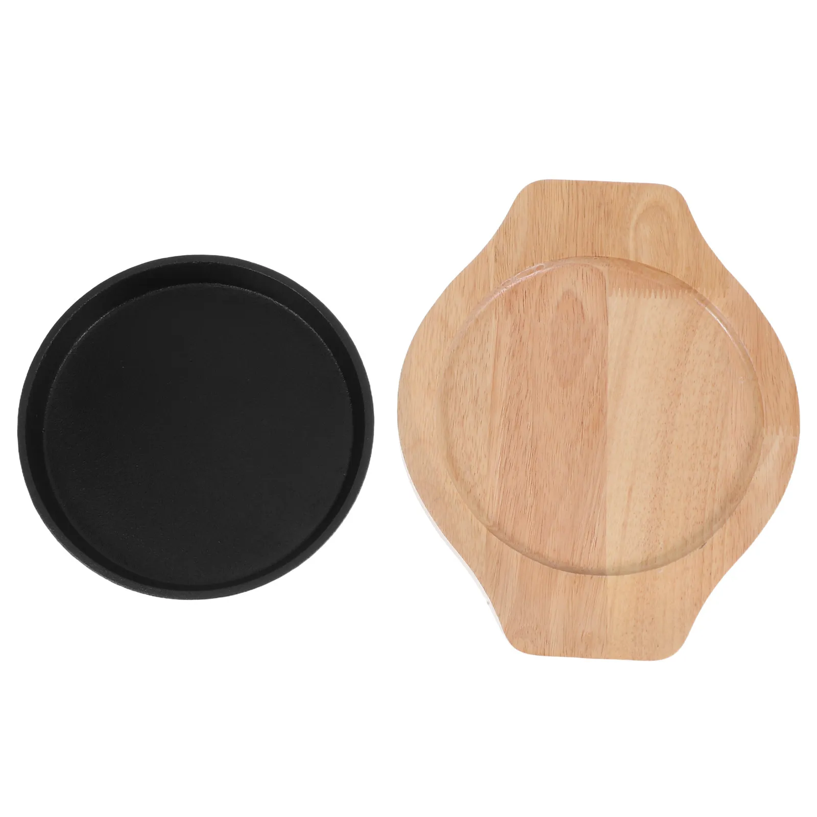 

Усиленная чугунная круглая сковорода-гриль для стейков, для приготовления на плите, жарки и подачи, компактный дизайн, идеально подходит для совместного использования