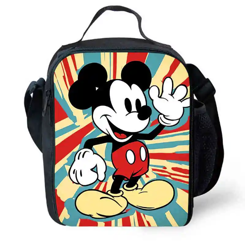 Bolsa de almuerzo escolar de dibujos animados de Mickey Girls Boys, bolsa de picnic Mickey Kids, bolsa refrigerada para niños de 4 a 10 años