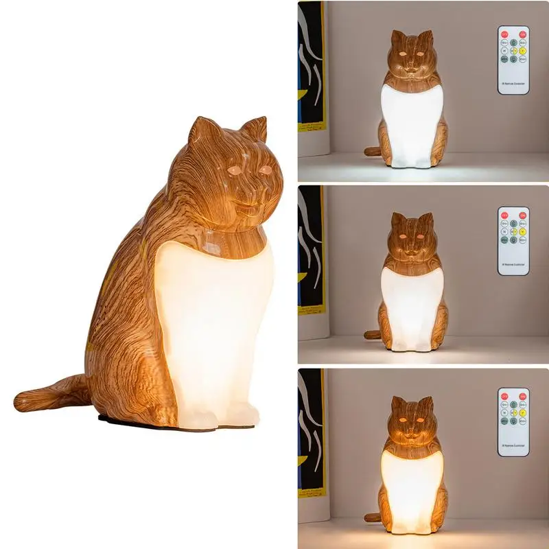 Gato candeeiro de mesa decoração presente gato luz da noite com aromaterapia carregamento usb efeito som quarto lâmpada cabeceira