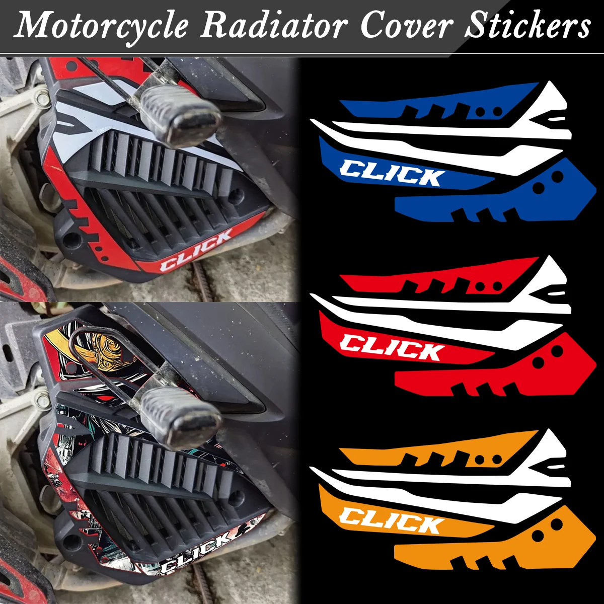 For Honda CLICK Click 125i 150i 160 V2 V3 Motorcycle Radiator Cap Stickers Moto Radiator Cover Accessories Decals