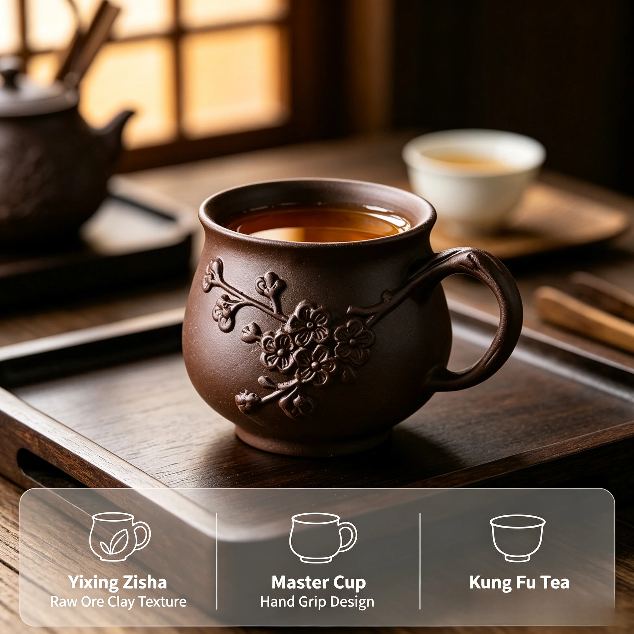 Yixing Raw Ore Zisha Master Cup Kung Fu Tasting Tea Cup Hand Grip Ceramic Teaware For Home Office Personal Drinking Use
