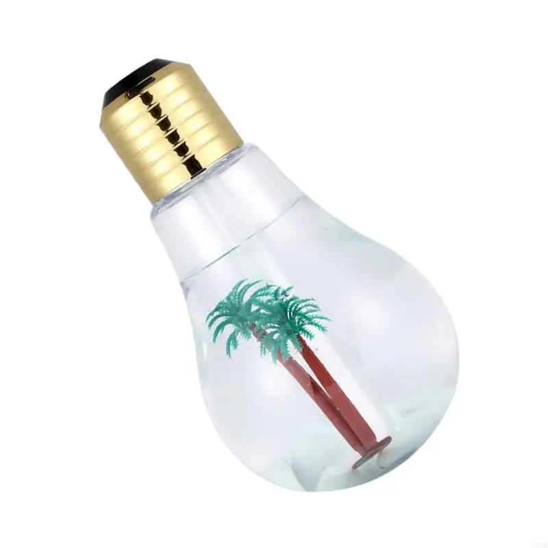 Humidificador silencioso, luz LED nocturna, estilo bombilla moderna, humectante aire, alimentación USB, textura para