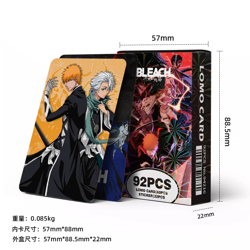 BLEACH 92Pcs Anime Lomo Card Cartoon Ichigo Kenpachi Aizen Byakuya Mini Cards Fan Collection Lomo Cards Postcards Photo Gift