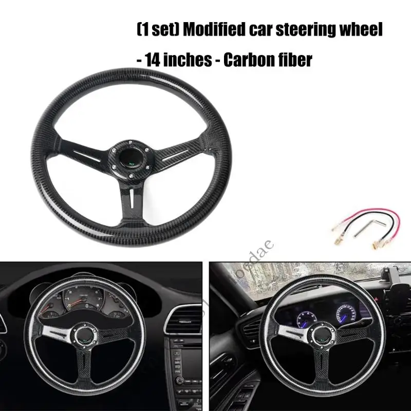 

0XXC Automotive Steering Wheel 14 Inch Universal Smooth Contoured Grip Heat Resistant