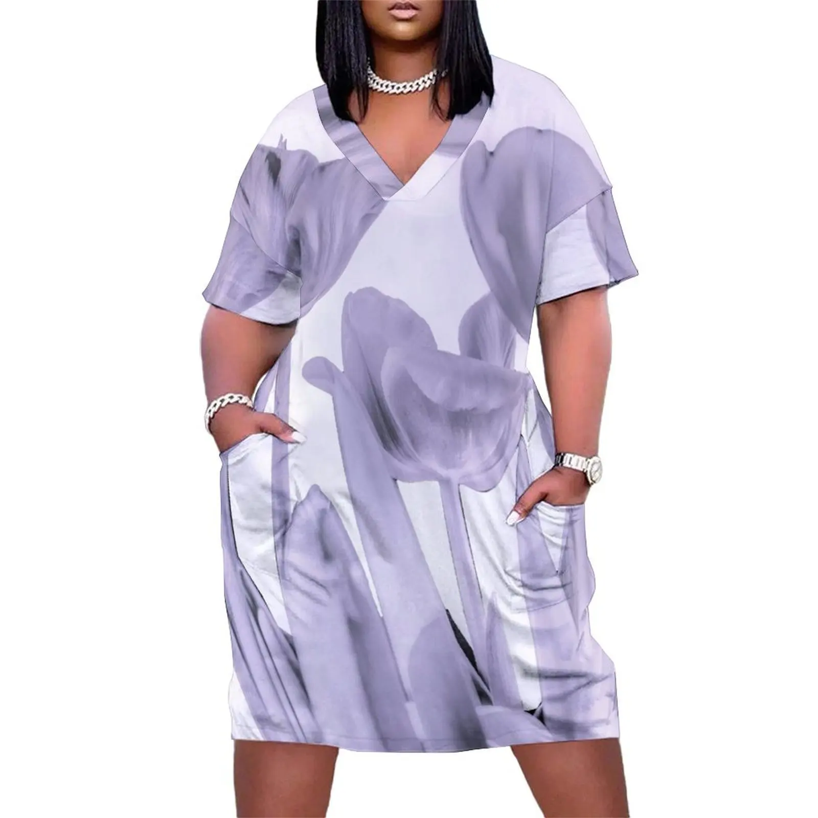 

Tulips (b&w) Loose Pocket Dress women's summer dresses 2025 Women's summer suit Womens dresses women's clothing trend 2025