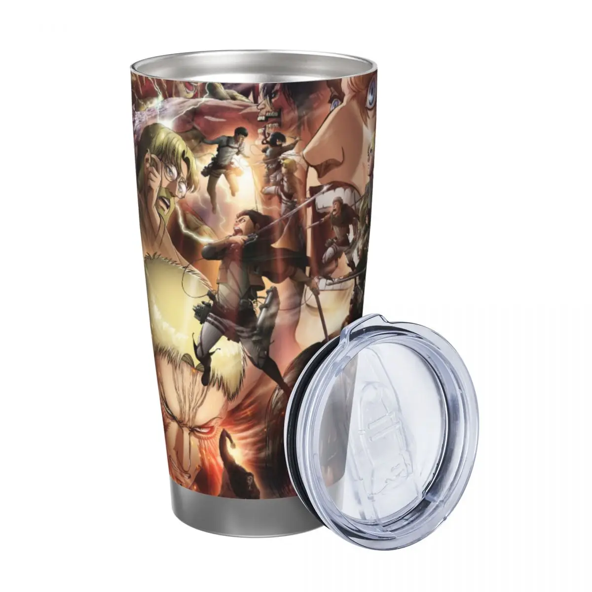 Attack On Titan 20oz Stainless Steel Car Mug Straw Thermal Iced Travel Cup Vacuum Insulated Coffee Hot Cup