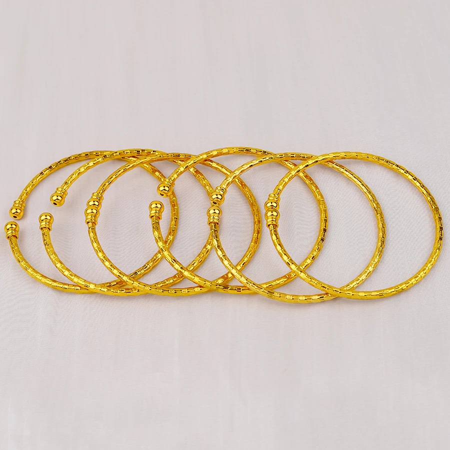 أساور نسائية من دبي ، مجوهرات كروية ملونة مطلية بالذهب عيار 24 ، فتيات الشرق الأوسط ، هدية زفاف إثيوبية ، 6 أرباع #3