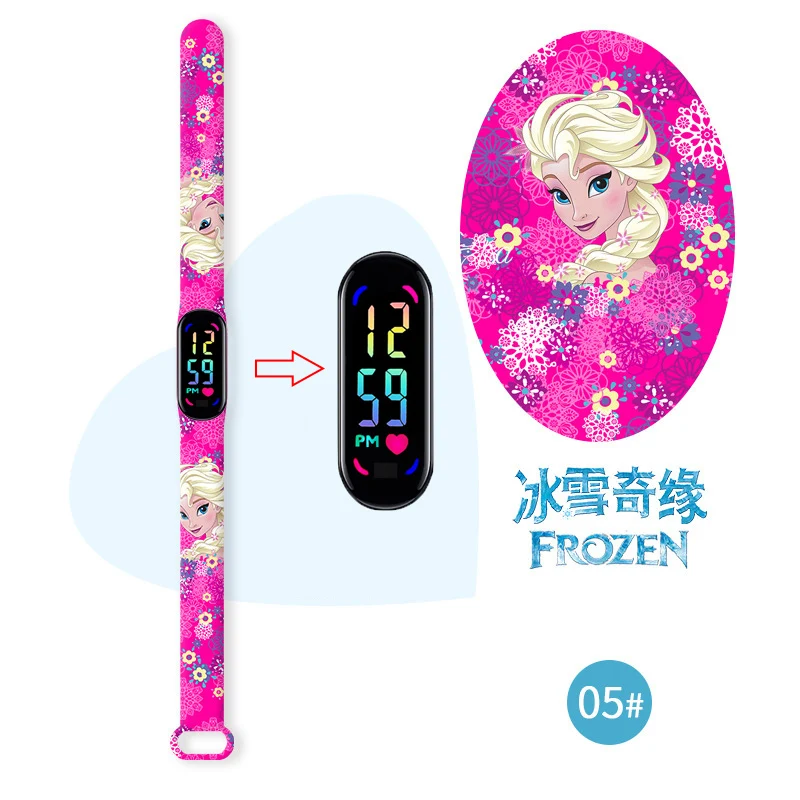 Montres Disney Frozen pour enfants, bracelet en silicone, coloré, léger, étanche, horloge à quartz