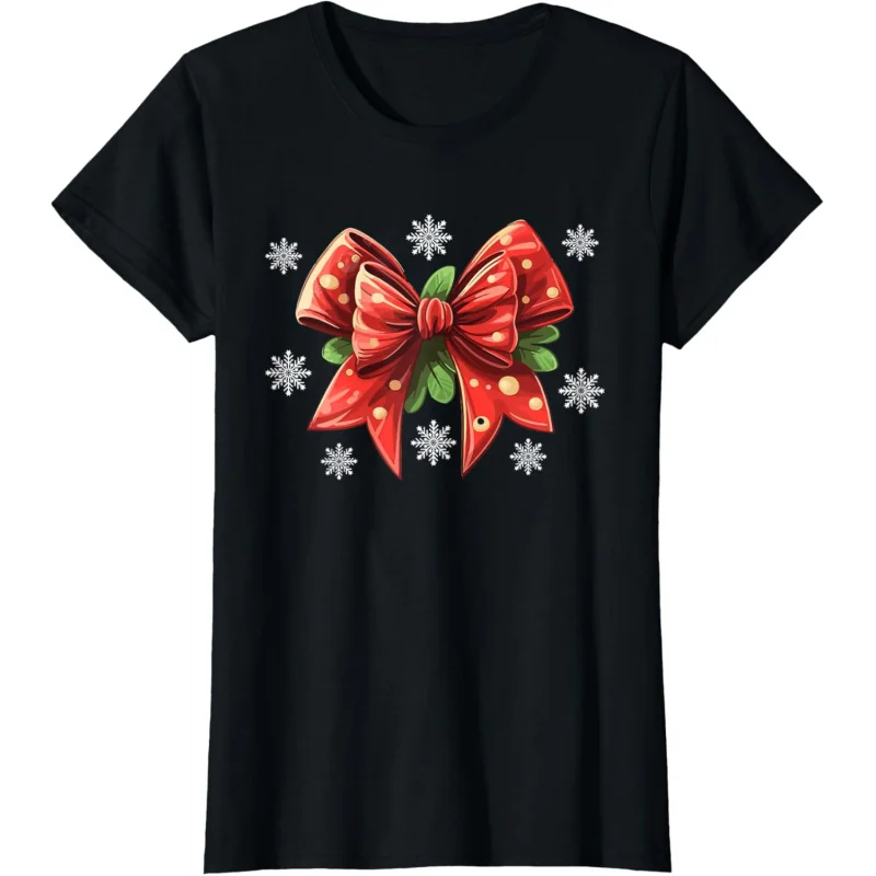 

Bow Christmas atmosphere women's loose T-shirt