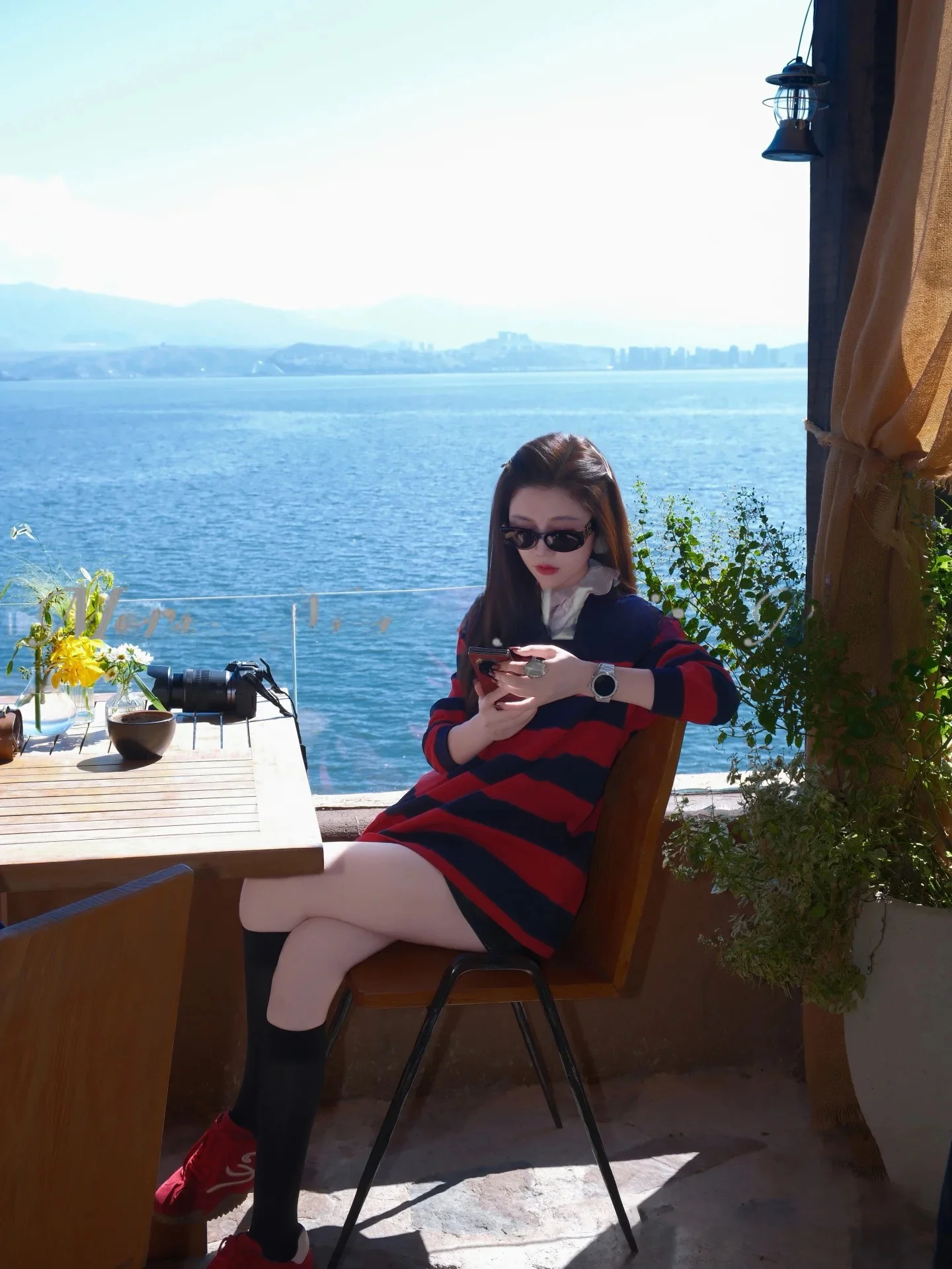 

Повседневная свободная полосатая футболка из чистого хлопка с цветочным воротником и длинными рукавами для подростков, лето-осень