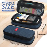Navy Blue Large-Capacity Pencil Case, Retractable, Multi-Purpose, Made of Premium Fabric, Ideal Gift for the New Semester 2
