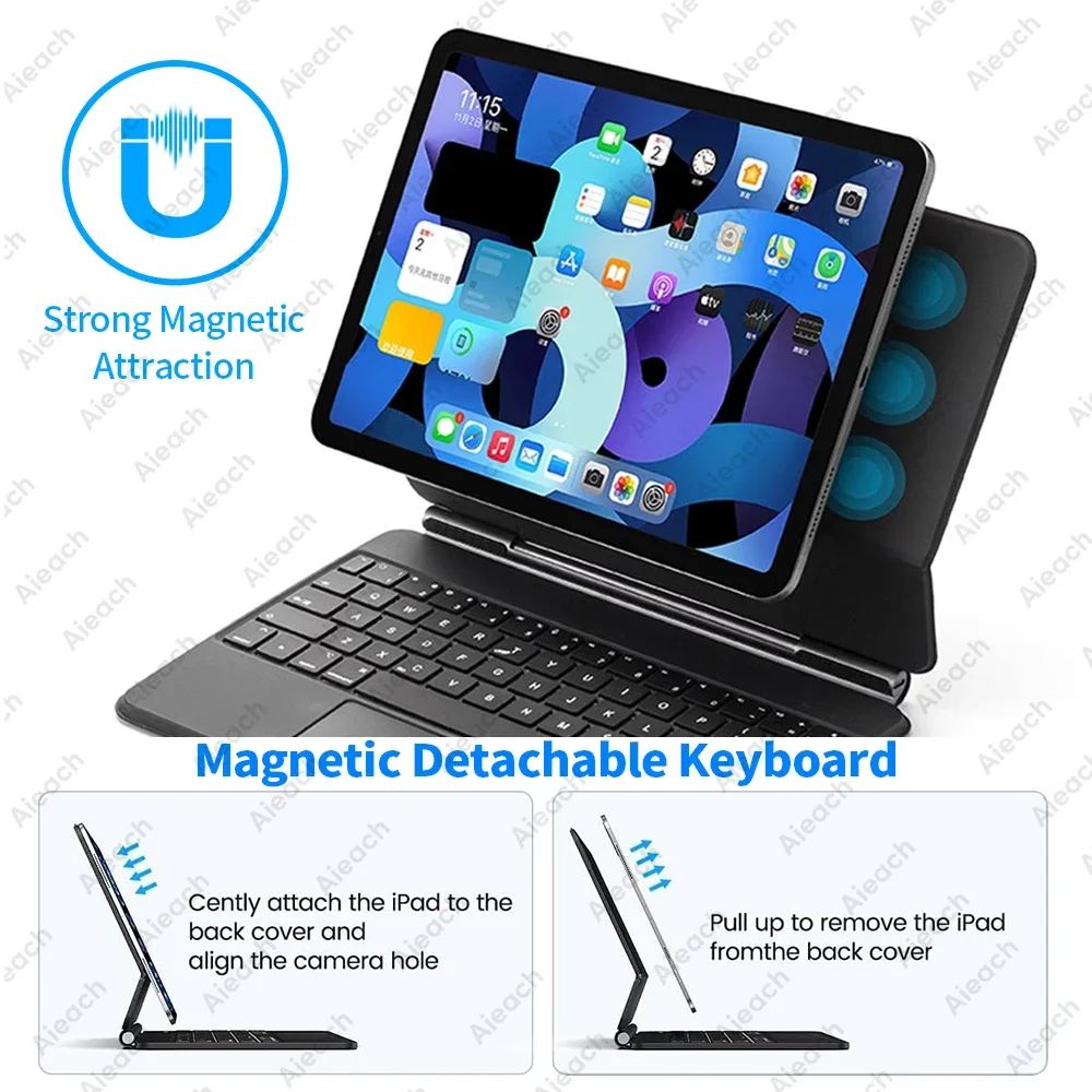 Magic Keyboard Case For iPad 10th Pro 11 1st 2nd 3rd 4th Bluetooth Keyboard Cover For iPad Air 4 Air 5 Air 11 2024 Pro 11 2024