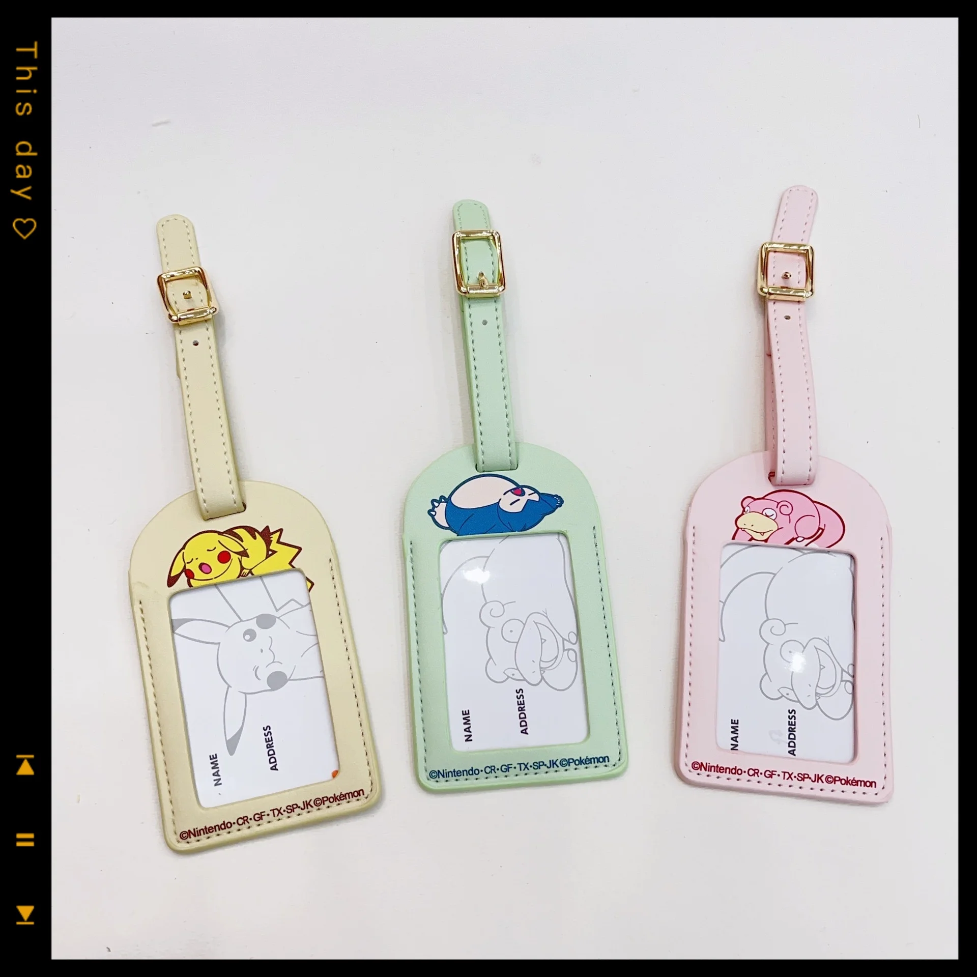 Pokémon Pikachu anime lindo etiqueta de equipaje Kirby Slowpoke viaje embarque etiqueta de tarjeta llaveros periféricos de dibujos animados unisex