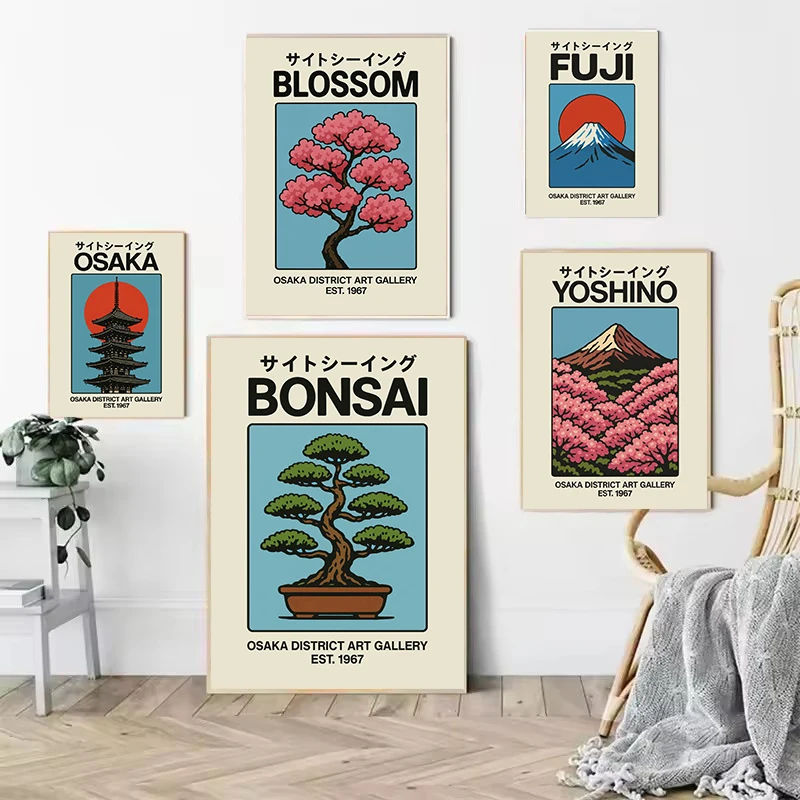 Vintage Japan Traveling Art Osaka Tokyo Fuji Blossom Yoshino Japanese Zen Poster Canvas Painting Wall Pictures Home Room Decor