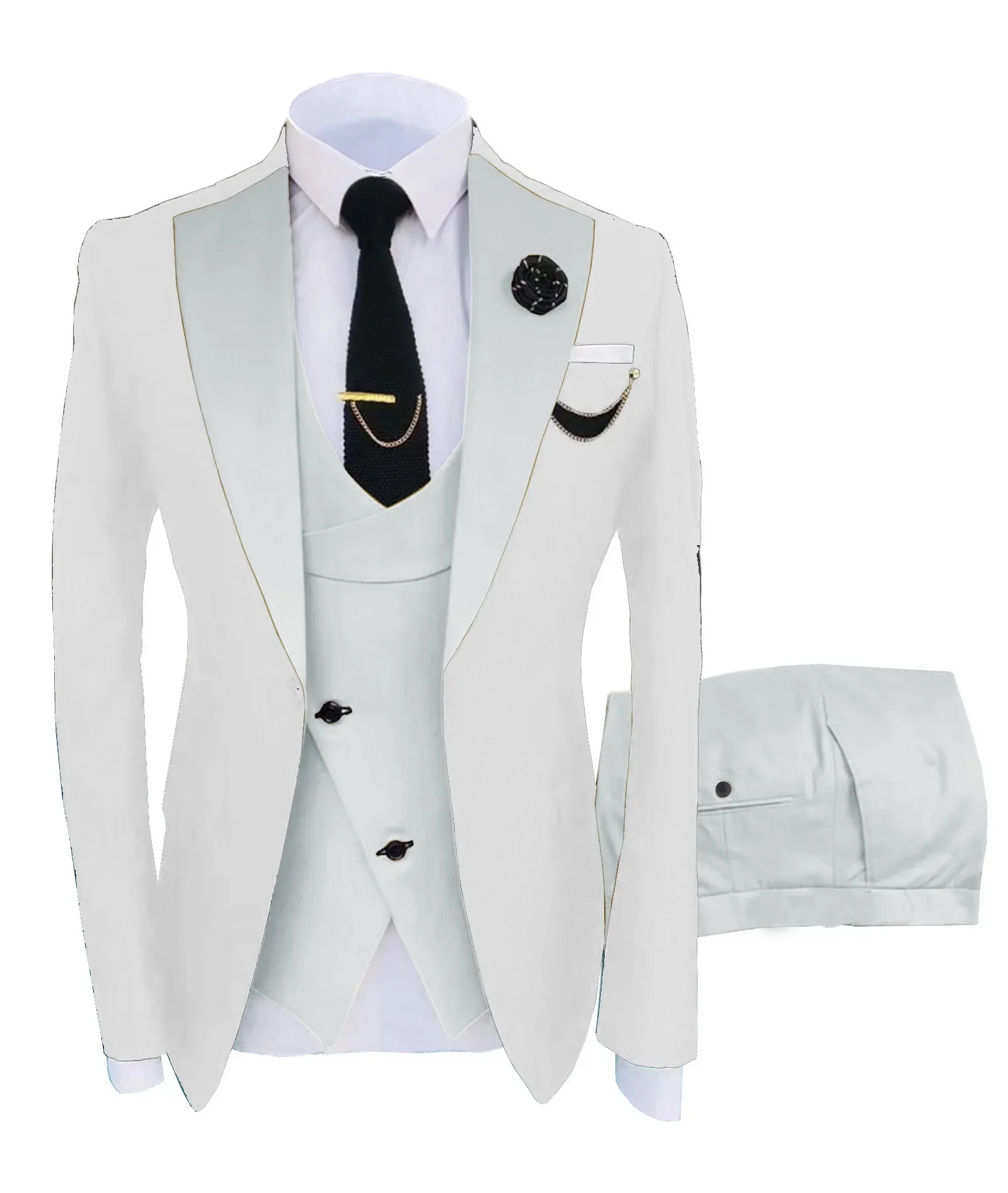 B45-Men's suits Korean style suits Slim white professional best man groom dress