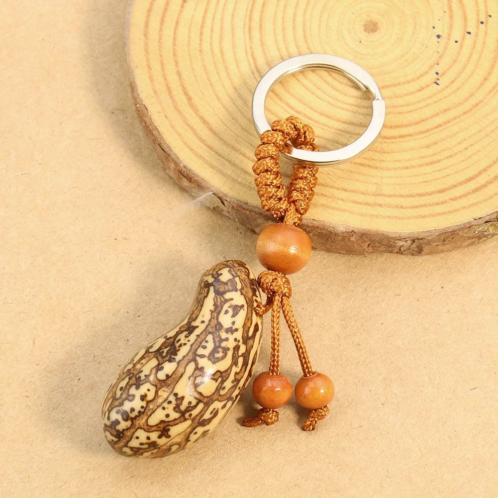 Natural Bodhi Wooden Beads Key Chain Sacred Tree of Buddhism Bodhidharma Weave Jewelry Wallet Bag Keychain Amulet Mascot Crafts