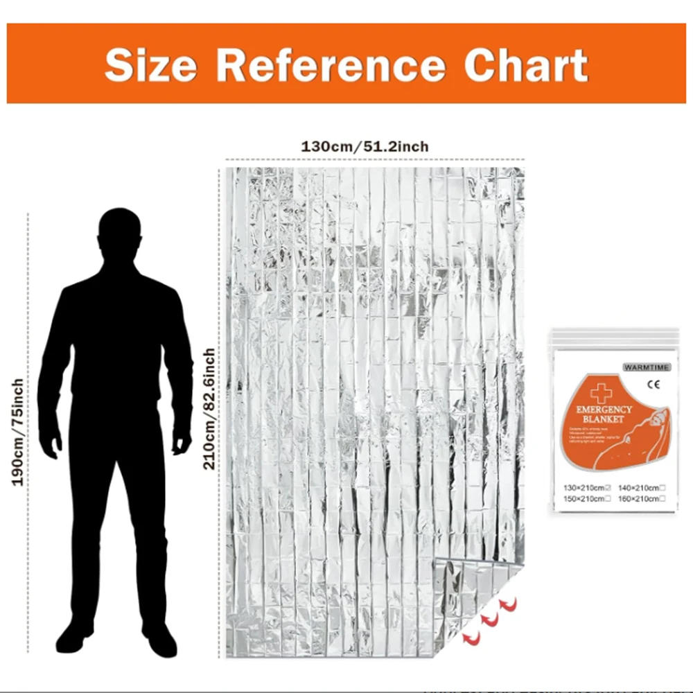 Notfall-Foliendecke, Outdoor, Überleben, Erste Hilfe, Militär-Rettungsset, winddichte, wasserdichte Folien-Thermodecke für Camping ﻿