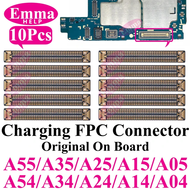 10 szt. Złącze FPC do ładowania do Samsung Galaxy A54 A34 A14 A04 A35 A55 A25 A15 A05s A24, port ładowania USB na płycie głównej