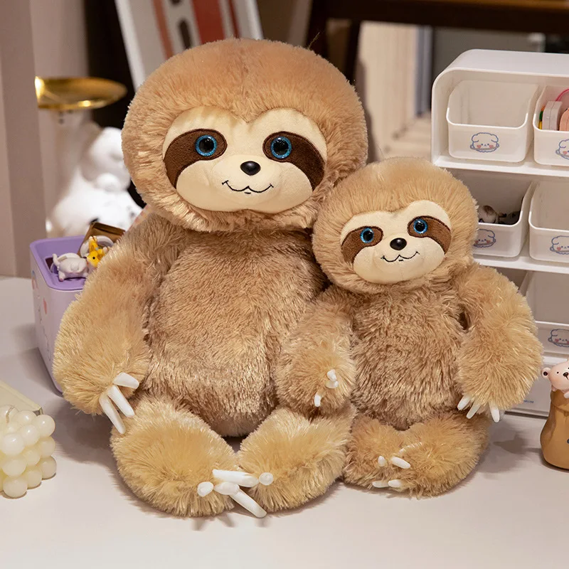 Simulation Fluffy Chubby Sloth Plushies Doll Cute Stuffed Animals Kawaii Soft Lifelike Sloth Kids Toys for Girls Boys Gifts Deco