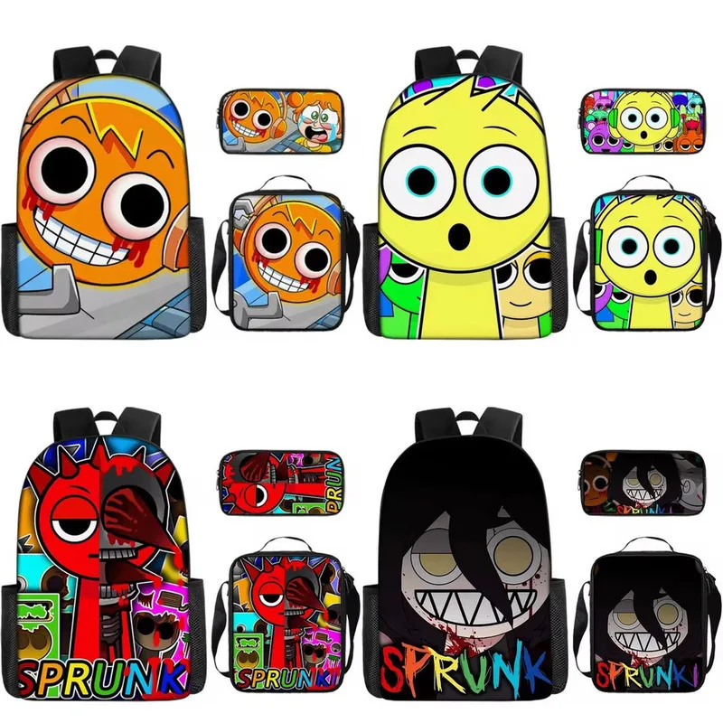 1/3Pcs Sprunki backpack 15inch Sprunki bookbag Incredibox Schoolbag Cartoon Single Layer Sprunki backpack For Students Backpack