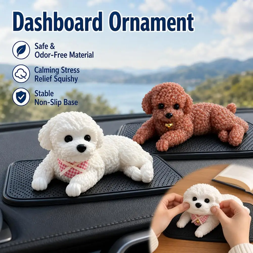 Car Decorative Silicone Teddy Dog Simulation Pet Accessories Gadget Holder Center Console Decoration
