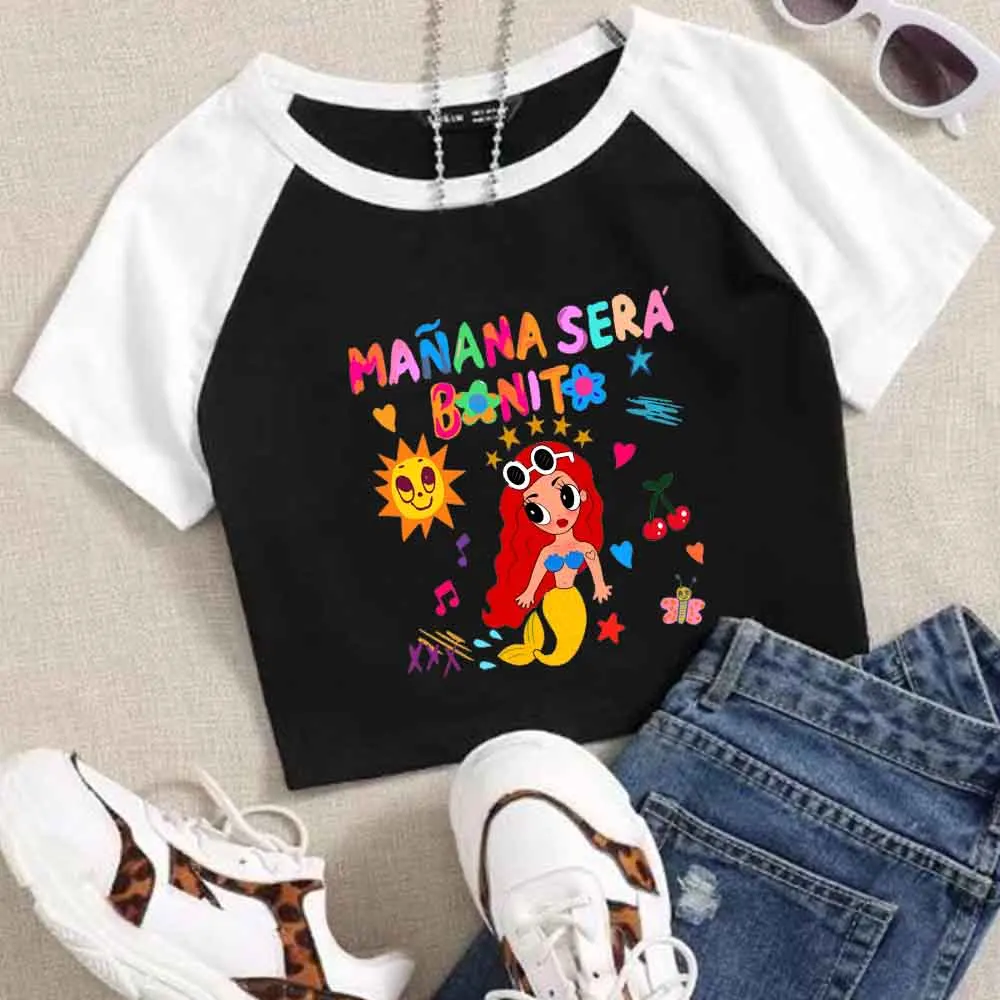 

Karol G Manana Sera Bonito 2024 Crop Tops T-Shirt Girls Super-short Fans Gift Regular O-Neck Short Sleeves Fashion Printing