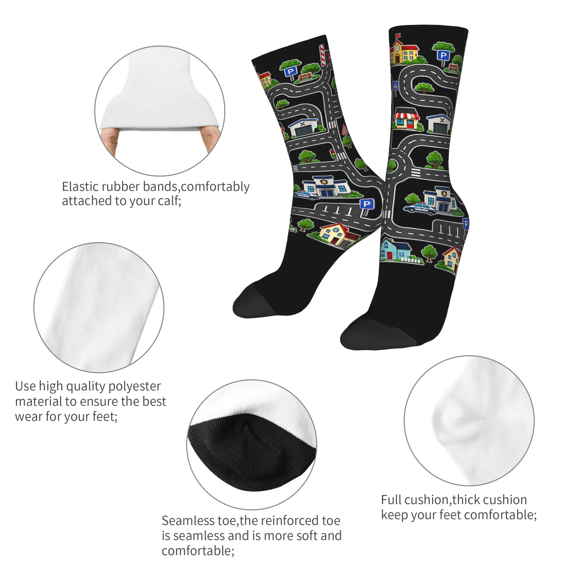 Happy Funny Men's Socks Casual Tired Dads Club Car Race Track On Dad Sock Polyester  Graphic Women Sock Spring Summer