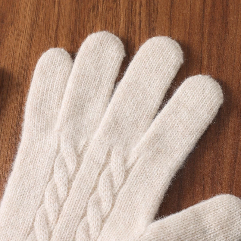 Frauen Wolle Kaschmir Handschuhe Zopfmuster Touchscreen Finger Loch Winter Herbst Warme Handgelenk Länge Klassische Handschuhe Weibliche Handschuh