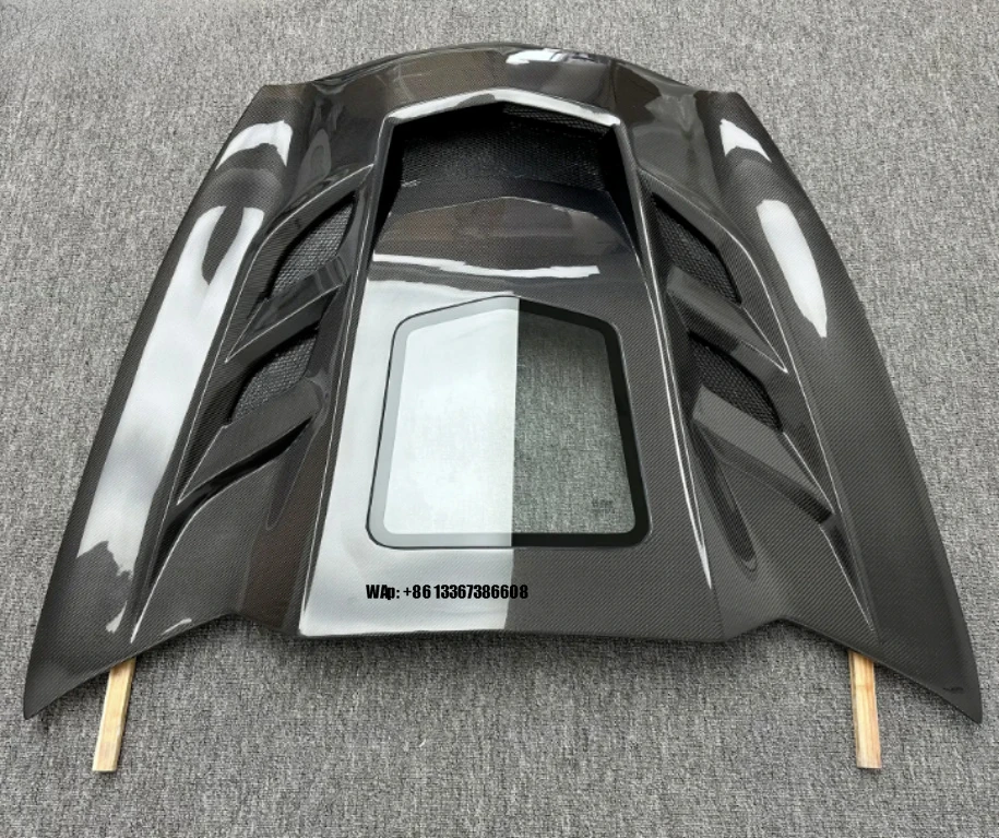 

Best Selling New Premium Carbon Fiber Engine Hood with Clear Glass Cover and Bolts for Corvette C7 (Bolt-On)