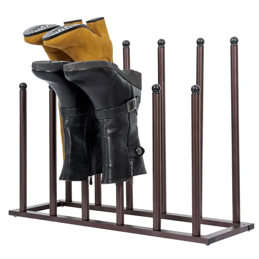 

Bronze Tone Metal Freestanding Boot Rack, Shoe Rack for Mens Womens Cowboy Boots, Boot Organizer Stand for Closet, Entryway, Mud