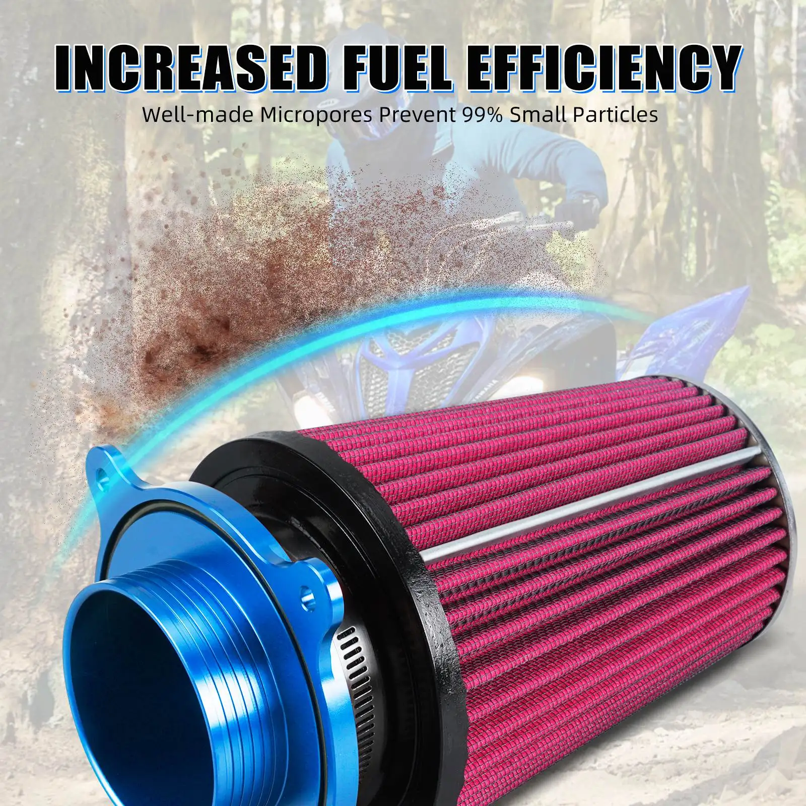 NICECNC Für Yamaha Raptor 700 700R 2006-2026 Luftfilter-Ansaug- und Schnittstellen-Kit Hochleistungs-Waschbares Aluminium ATV-Zubehör – Detail 7